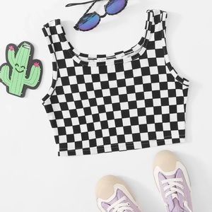 Girls checkerboard Printed Crop Top